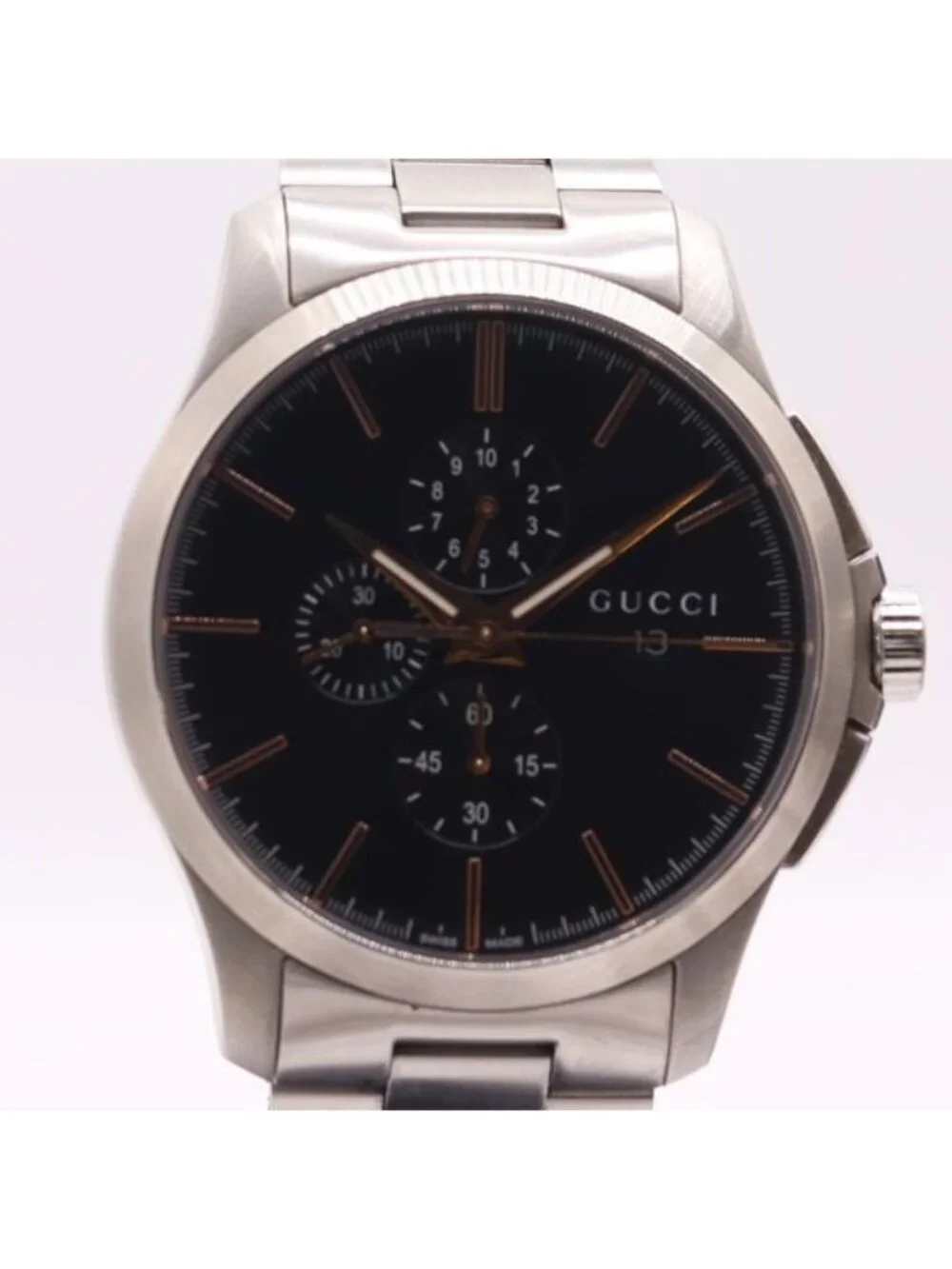 Gucci With and Ji Timeless 126.2 Quartz Date Chronograph Black Dial Watch